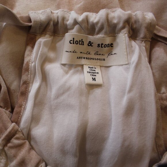 Cloth & Stone Evanne Halter Mini Dress Anthropology Beige and white cotton Sz M - Picture 1 of 16